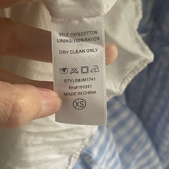 J. MARIE Women's Coco Midi Dress Blue White Gingham Lace Accent Prairie Tier XS - Picture 3 of 9